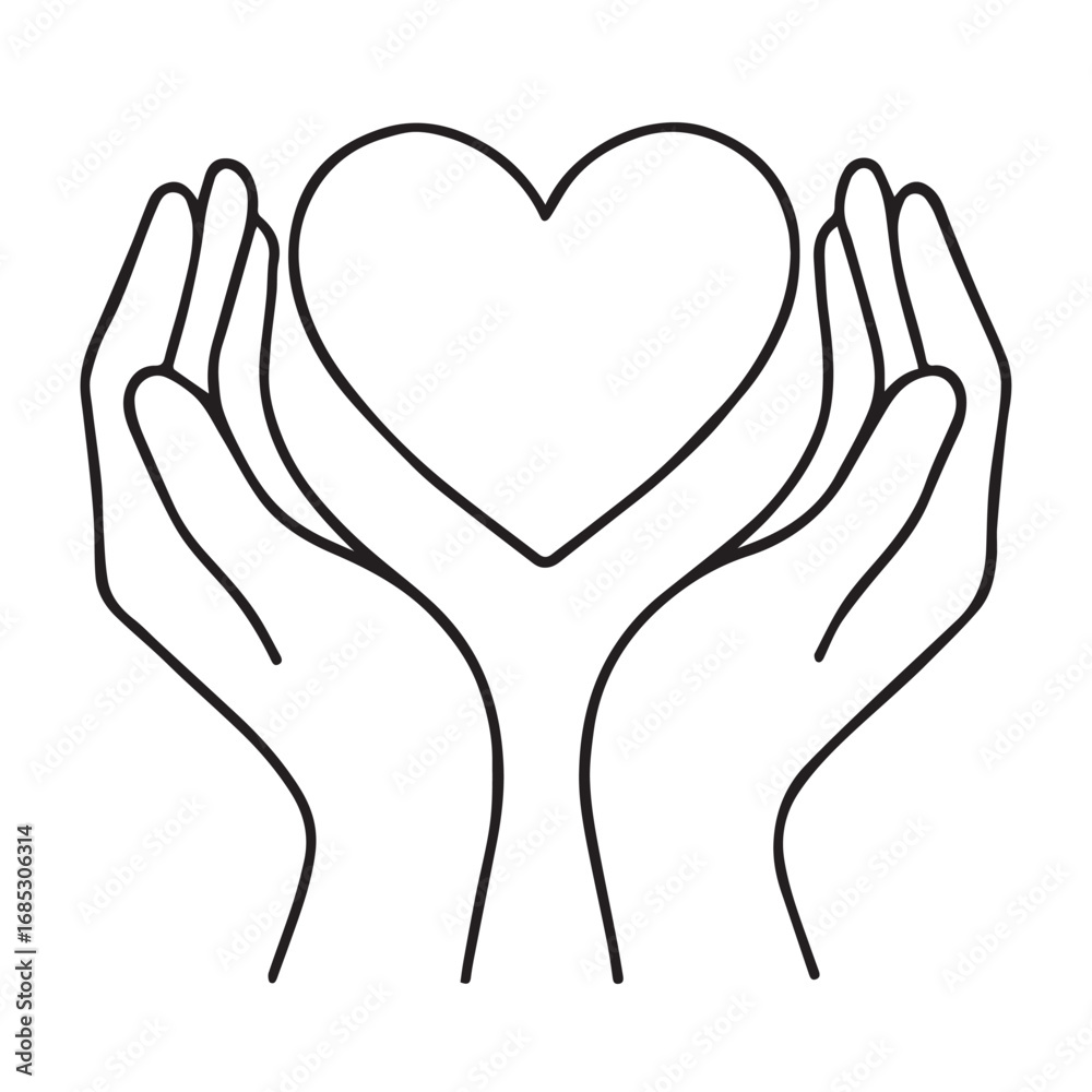 Obraz premium Vector illustration of hands holding heart for love and care symbol