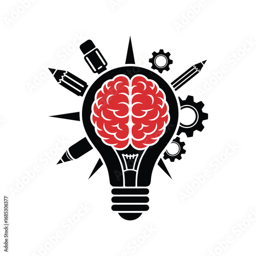 Unlocking Potential: Brain, Lightbulb & Gears of Success  Personal Growth
