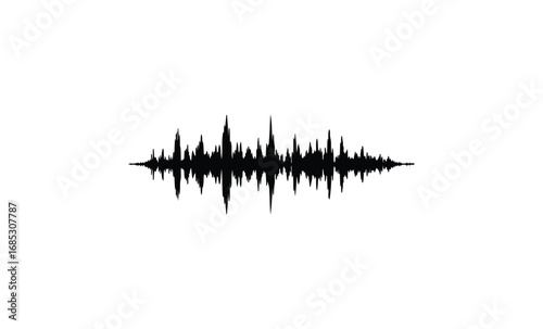 Black sound wave pattern. Vector retro hand drawn illustration