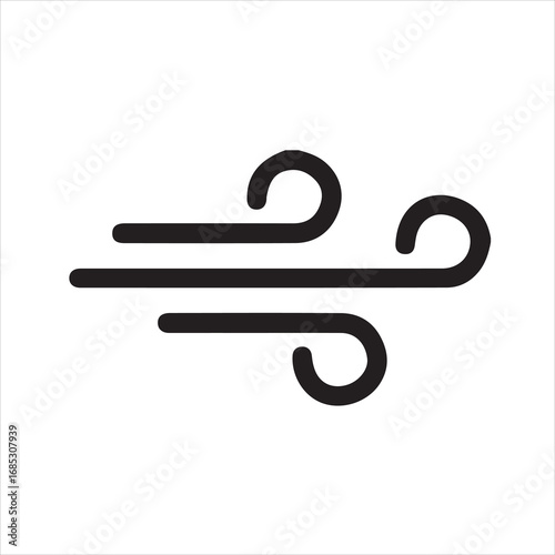 Wind icon isolated on white background, representing a gentle breeze or gust