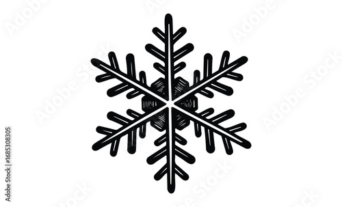 Wallpaper Mural Black snowflake design on white background geometric winter illustration. Vector retro hand drawn illustration Torontodigital.ca