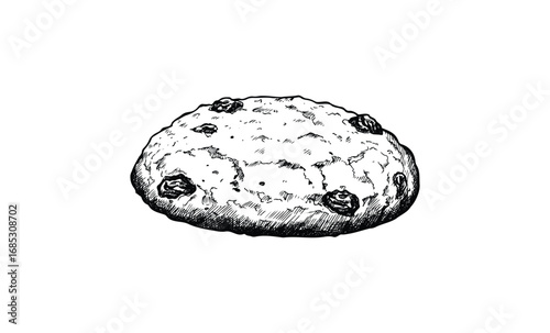 Vintage hand-drawn raisin cookie illustration. Vector retro hand drawn illustration