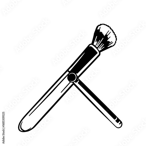 Isolated makeup brushes on a white background, like a microphone on a clean stage
