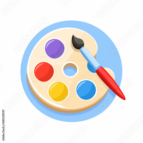 Circular Palette With Paintbrush