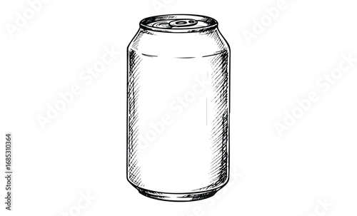 Hand-drawn beverage can in vintage style. Vector retro hand drawn illustration