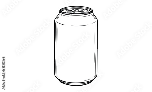 Hand-drawn tall soda can sketch. Vector retro hand drawn illustration