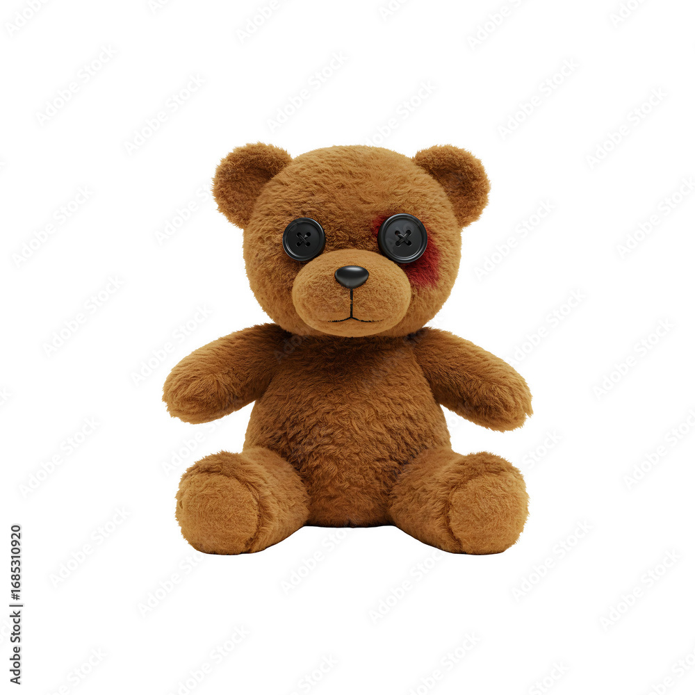 Obraz premium Cute Teddy Bear with Stitched Eye for Creepy Halloween Toy Horror Scene Design