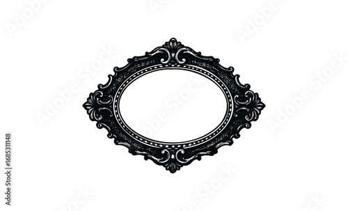 Intricate ornate vintage oval frame design. Vector retro hand drawn illustration