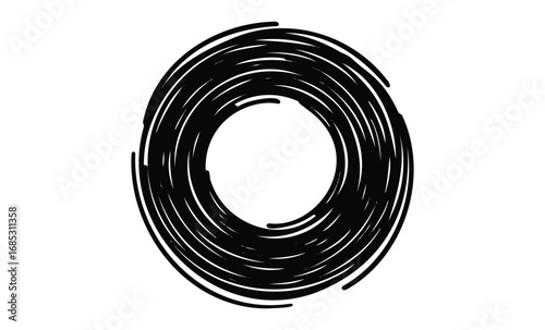 Abstract black spiral design against. Vector retro hand drawn illustration