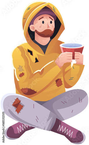 Homeless Beggar Illustration