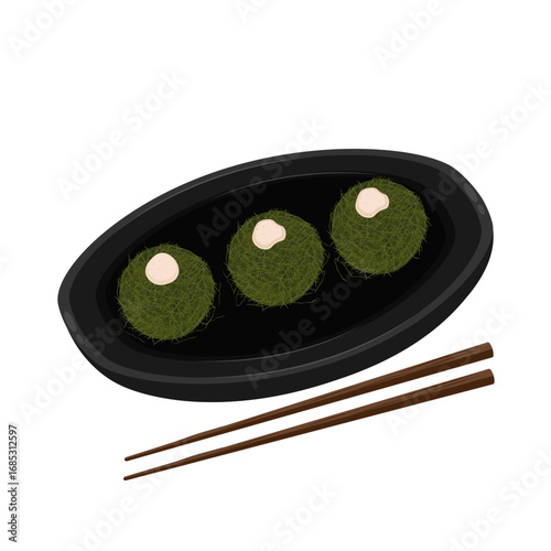 Vector Illustration Logo Clipart Homemade Gamtae Rice Balls 