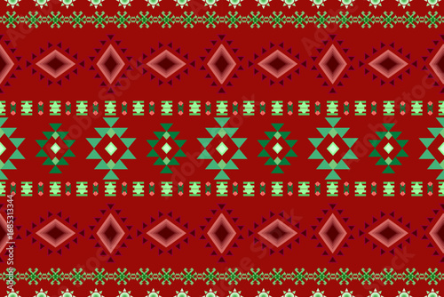 Ikat ethnic embroidery geometric abstract Aztec element seamless pattern. Native decorative oriental traditional design for fabric, clothing, wallpaper, background, texture, interior, decoration