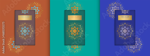 Luxury packaging design of chocolate bars. Vintage vector ornament template. Elegant, classic elements. Great for food, drink and other package types. Can be used for background and wallpaper.