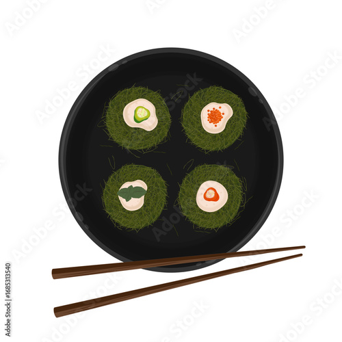 Vector Illustration Logo Clipart Top View Gamtae Rice Balls 