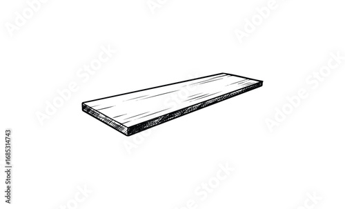 Hand-drawn wooden plank illustration. Vector retro hand drawn illustration