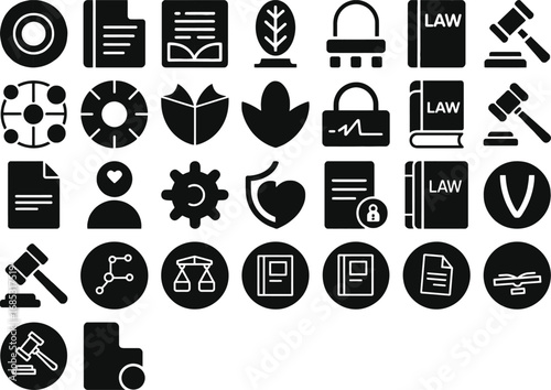 Legal Icons Black  White Glyph Set for Websites  Apps