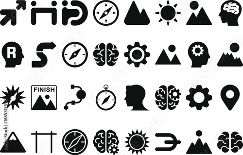 Visionary Icons Abstract Navigation Goals Strategy  Success Symbols