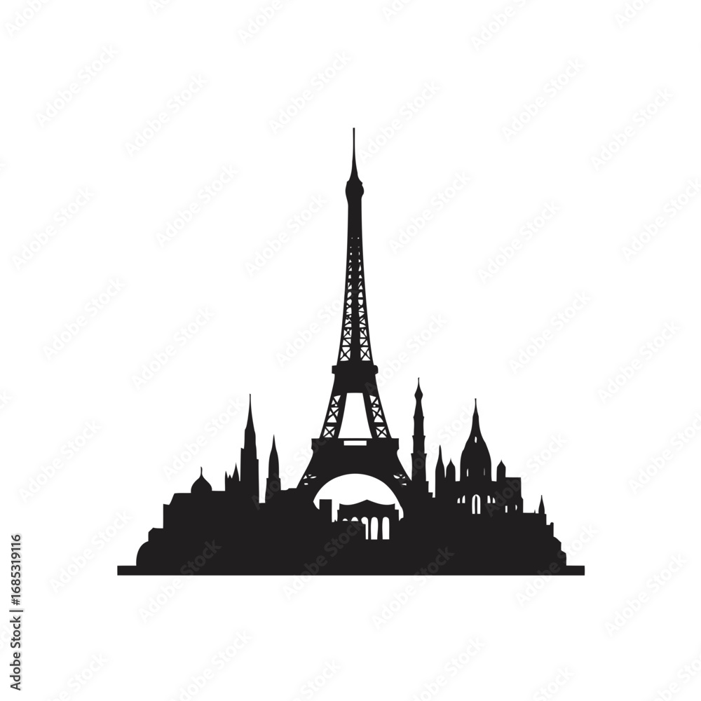 Obraz premium Eiffel Tower vector illustration: a famous French landmark and symbol of Parisian architecture, ideal for travel and tourism designs