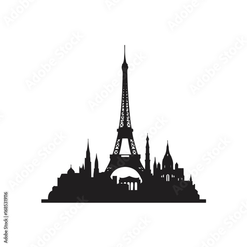 Eiffel Tower vector illustration: a famous French landmark and symbol of Parisian architecture, ideal for travel and tourism designs