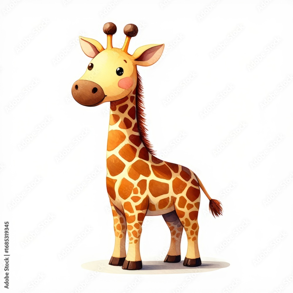 Naklejka premium Cute cartoon giraffe character design for children's decor or educational materials