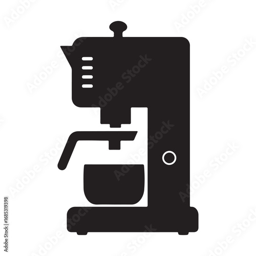 Black and White Coffee Maker Illustration Detailed Design for Coffee Lovers and Morning Routine Promotion