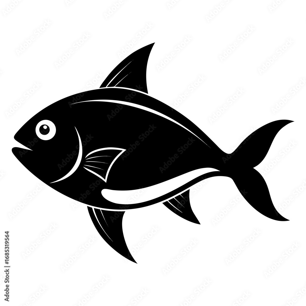 Obraz premium Underwater Fish Silhouette Scene