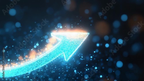 Glowing arrow pointing up symbolizing growth and success