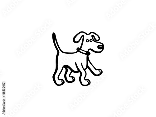 Playful cartoon dog with a wagging tail, perfect for pet-themed designs and children's content.