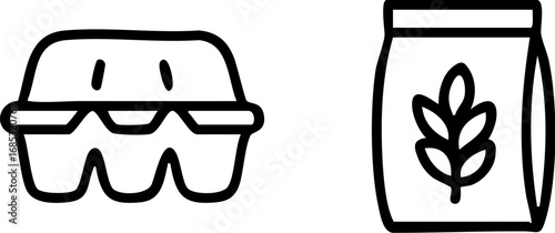 Baking Ingredients Eggs and Flour Icons.