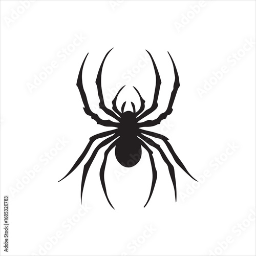Black silhouette of a spider isolated on white background