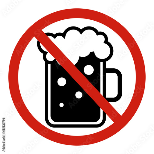 No Alcohol Sign – Beer Mug with Red Prohibition Symbol