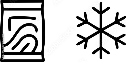Frozen Food Package and Snowflake Icon.