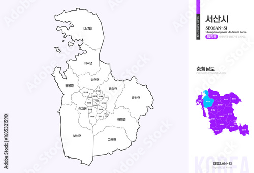 충청남도 서산시 법정동 윤곽선 지도