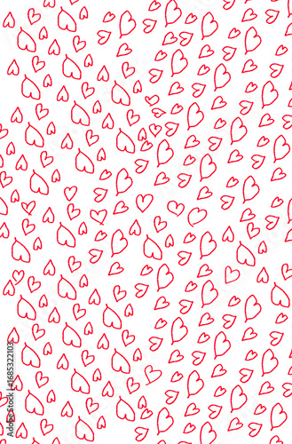 Red squares and pixelated hearts pattern abstract background isolated on a transparent background