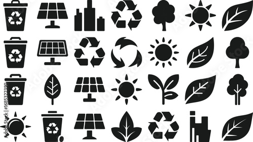 Eco Friendly Icons Sustainable Living Symbols for Web Print