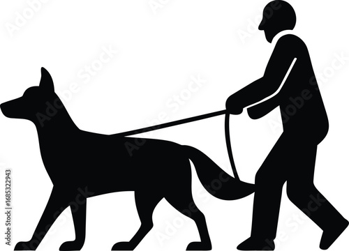 Man Walking Dog Silhouette Vector