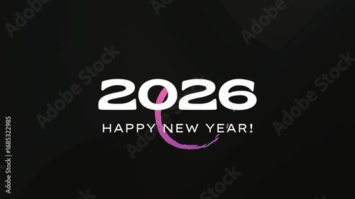 happy new year animation abstract white black 4k background animated video clip design celebration night 2026 your business company design happy new year animation abstract background video 4k celebra