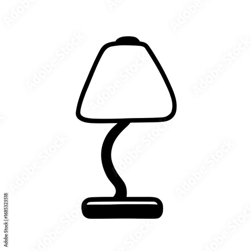 Vector illustration of a modern table lamp with a geometric lampshade and an electric bulb, perfect for home decor