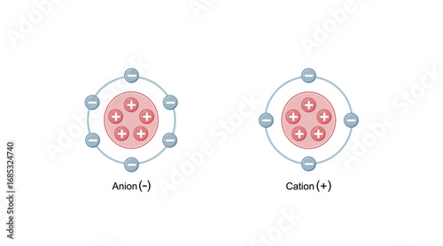 Anion and Cation Structure. Scientific Design. Vector Illustration.