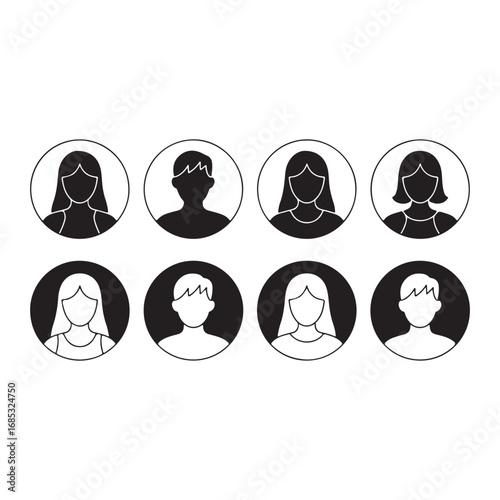 Diverse human avatars silhouettes representing people diversity and user profiles vector