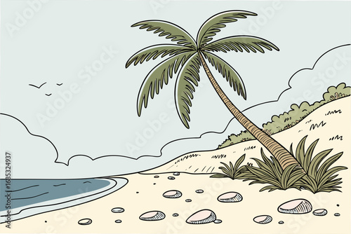 tropical beach with palm trees
