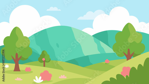 Gentle Spring Foothills Vector Illustration