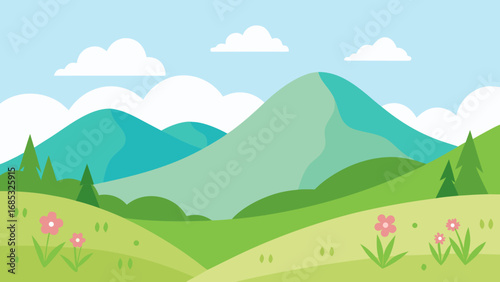 Gentle Spring Foothills Vector Illustration