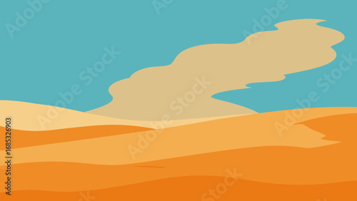 Powerful Sandstorm Engulfing a Landscape a Menacing Phenomenon of Desert Nature