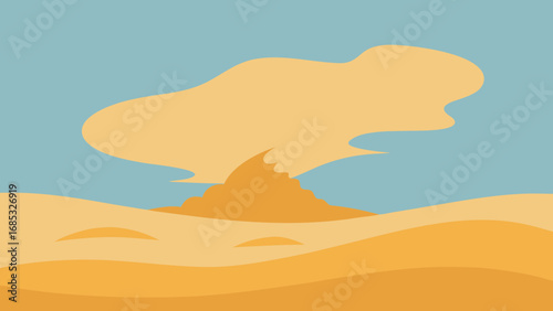 Intense Sandstorm Engulfing a Landscape a Dramatic Display of Desert Nature