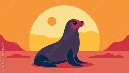 Peaceful Seal Basking on a Rock a Relaxed Moment of Marine Coastal Nature