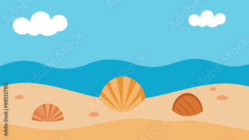 Vibrant Seashore with Various Shells a Diverse Display of Coastal Nature