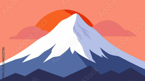 Majestic Snowy Mountain Peak Towering Above a Pristine Winter Nature Scene