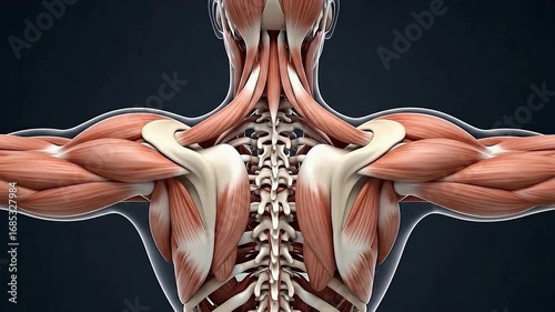 Healthcare Educational Animation of Human Spine and Muscular System in High-Resolution 4K