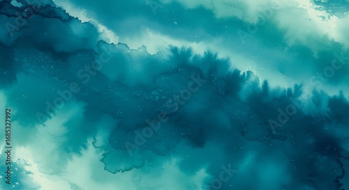 Tie dye abstract watercolor texture with shades of teal and turquoise, fluid art for printable